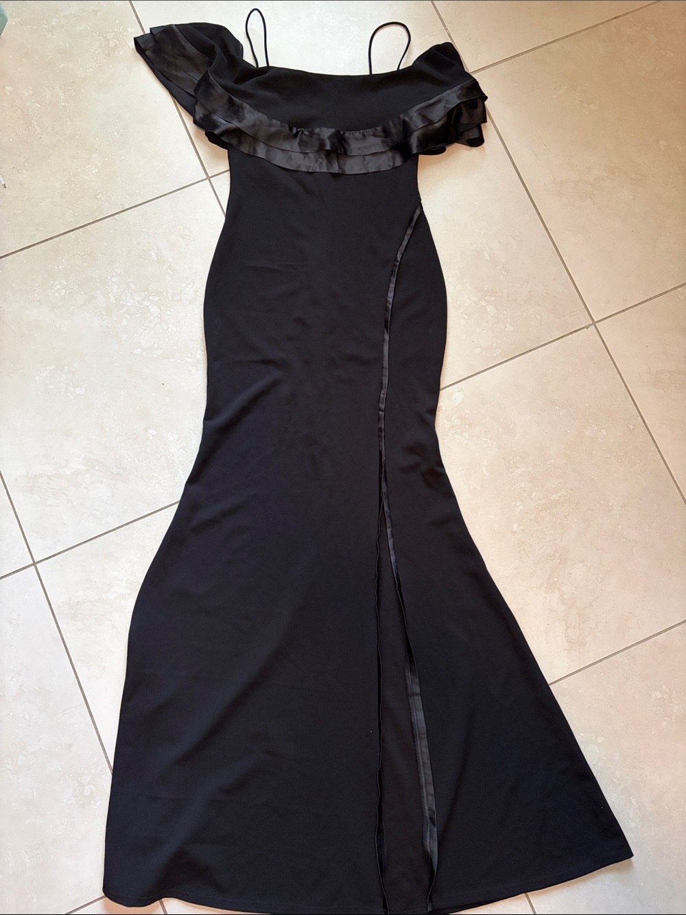 Lulus Black Off-Shoulder Ruffle Maxi Dress